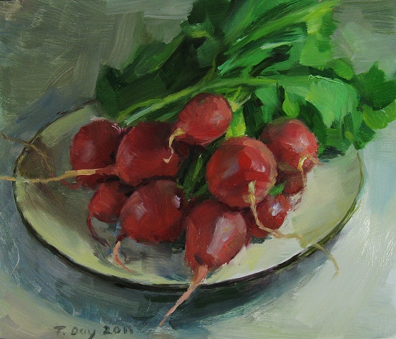 Radishes on a White Plate