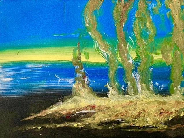 climate art, monotype landscape, lava painting, contemporary landscape