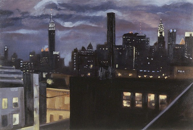 Urban landscape, Brooklyn, New York, painting