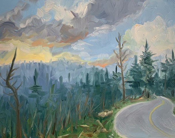 landscape painting, climate art, contemporary landscape painting, alla prima painting, plein air painting, Yosemite painting