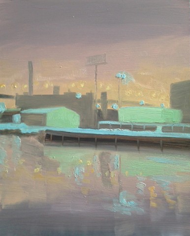 urban landscapes, newtown creek, brooklyn painting