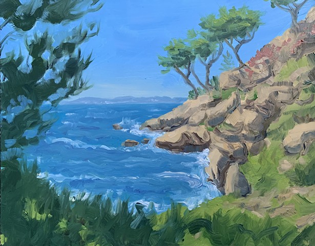 Landscape painting, climate art, contemporary landscape painting, alla prima painting, plein air painting, Big Sur, Point Lobos