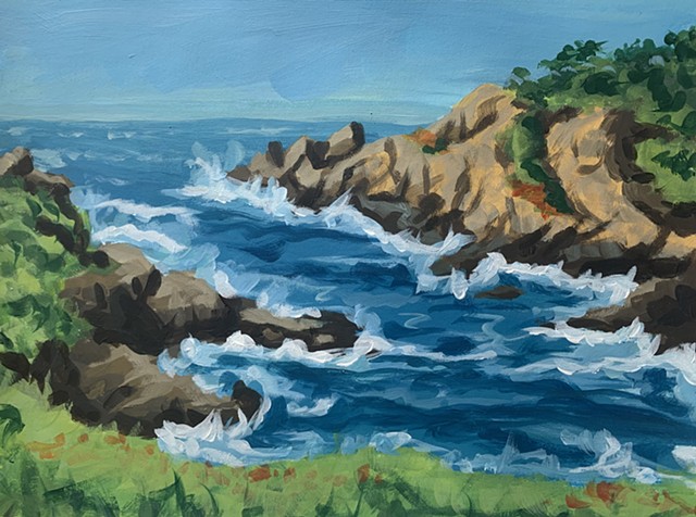 landscape painting, climate art, contemporary landscape painting, alla prima painting, plein air painting, Big Sur, Point Lobos