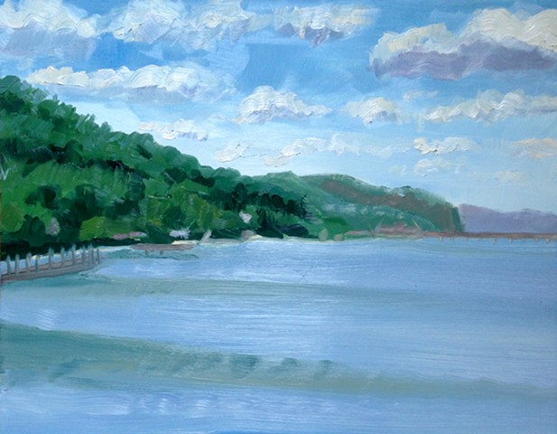 hudson river, landscape, painting, piermont, ny
