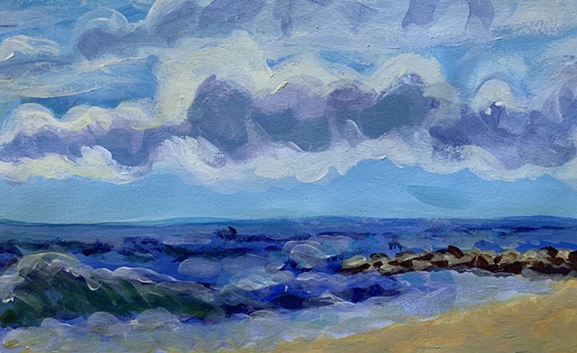 landscape painting, beach, all prima, cape may beach