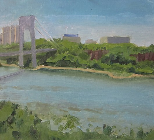 urban landscapes, George washington bridge, hudson river, painting
