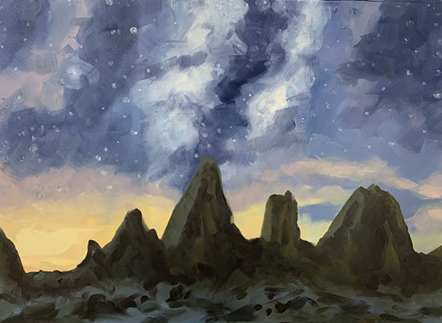night sky, landscape painting, contemporary landscape, Milky Way