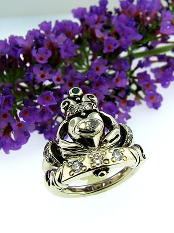 Original design "Irish Claddagh" themed engagement ring and wedding band set. All other details remain private upon customers request