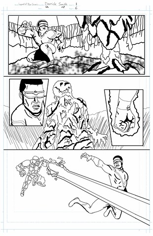 "The Legend of Blue Cosmic" issue 1, page 6 inks