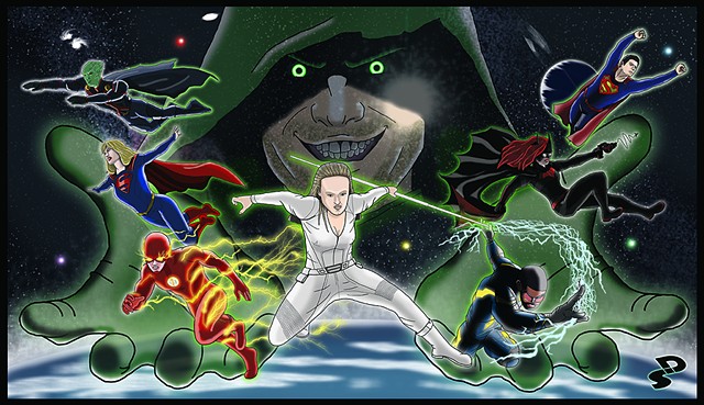 Illustration piece of the Spectre and his "chosen" League in the CW's Arrowverse.