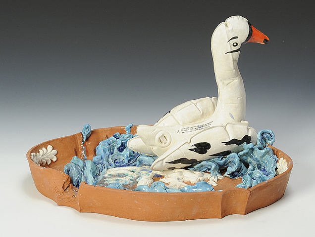 Wedgwood Cup Runneth Over Series with inflatable swan