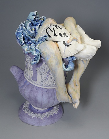 Wedgwood Cup Runneth Over Series with Leda and Zeus as inflatable swan by Linda S Fitz Gibbon