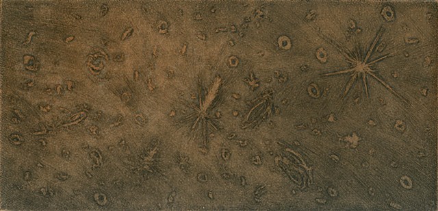 Brigitte Caramanna, galaxies, star, space, night, atmosphers, specimens, microscope intaglio printmaking by brigitte caramanna