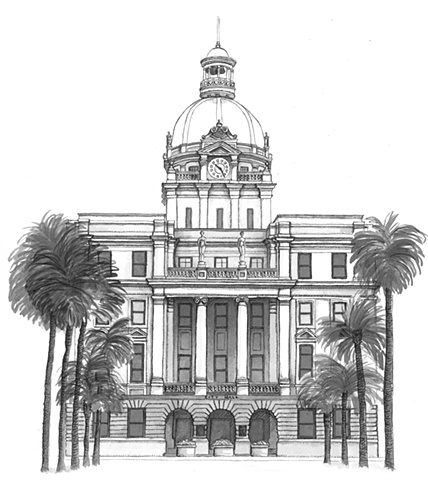 City Hall with Palmettos