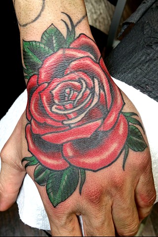 Animal Farm Tattoos Chicago Tatuajes Rose on Hand Tattoo