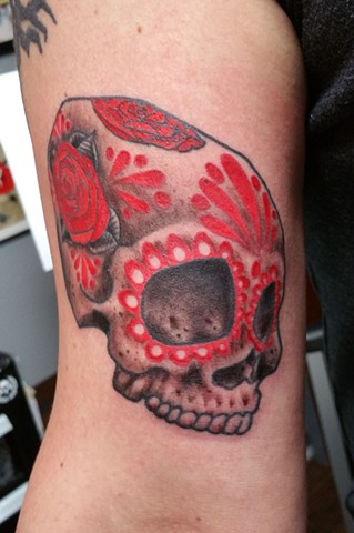 Animal Farm Tattoos Chicago Tatuajes Rojo Day of the Dead Sugar Skull Tattoo