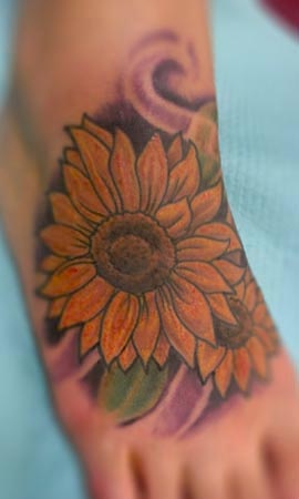 Animal Farm Tattoos Chicago Tatuajes Sunflower Foot Tattoo