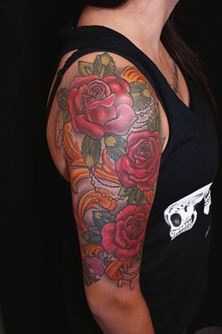 Animal Farm Tattoos Chicago Tatuajes Fancy Roses Half Sleeve Tattoo