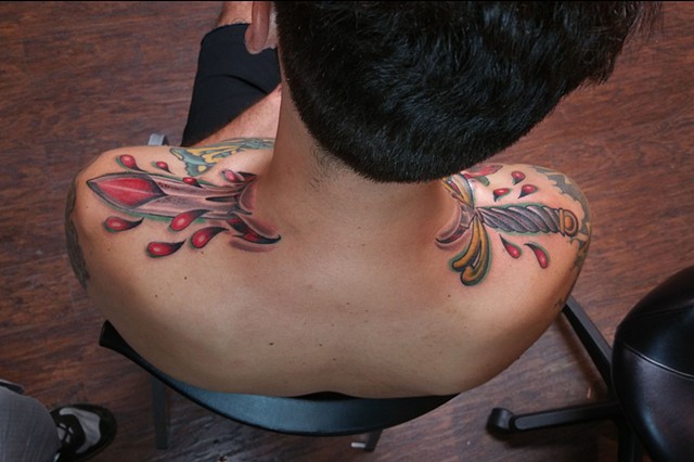Animal Farm Tattoos Chicago Tatuajes Sword Through Neck Tattoo