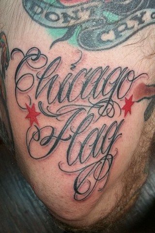 Animal Farm Tattoos Chicago Tatuajes Chicago Flag Script Tattoo