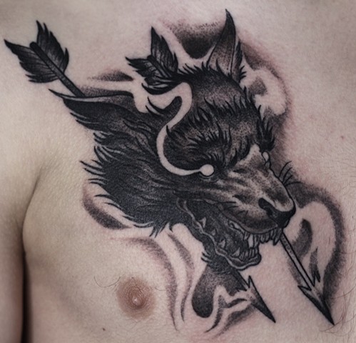Wolf's Head - Darius Lipinski / Animal Farm Tattoo Chicago 