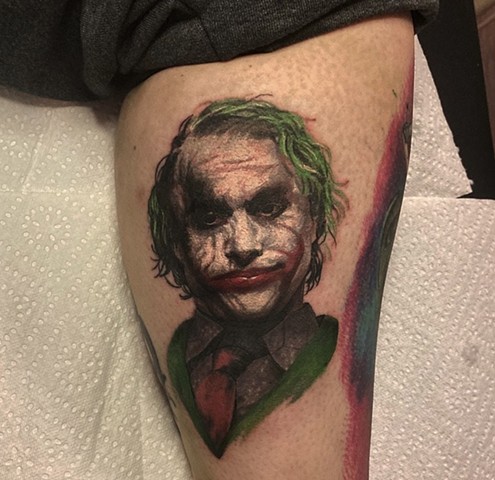 Heath Ledger Joker Color Portrait - Darius Lipinski / Animal Farm Tattoo Chicago