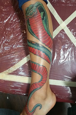 Animal Farm Tattoos Chicago Tatuajes Cobra Leg Wrap Tattoo