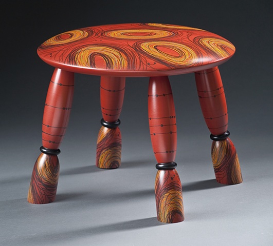 Red Scribble Stool