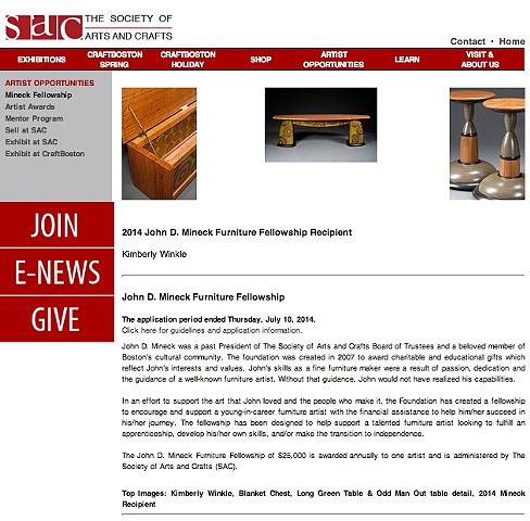 Mineck Fellowship
The Society of Arts and Crafts