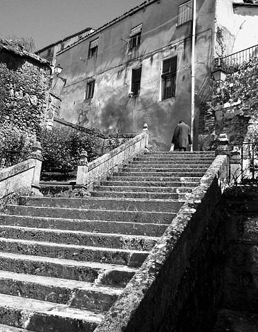"Almost There"
A man climbing the steps towards the Parador in Monforte de Lemos