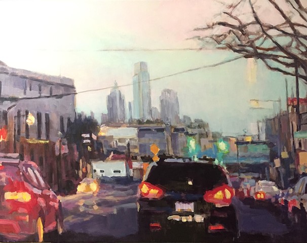 Urban street scene,dusk,Philadelphia