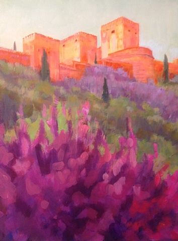 Expressionism vs. Realism, Landscape, Alhambra, Spring,Granada, Spain