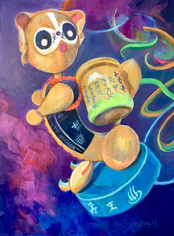 Spirited Tanuki Kokeshi