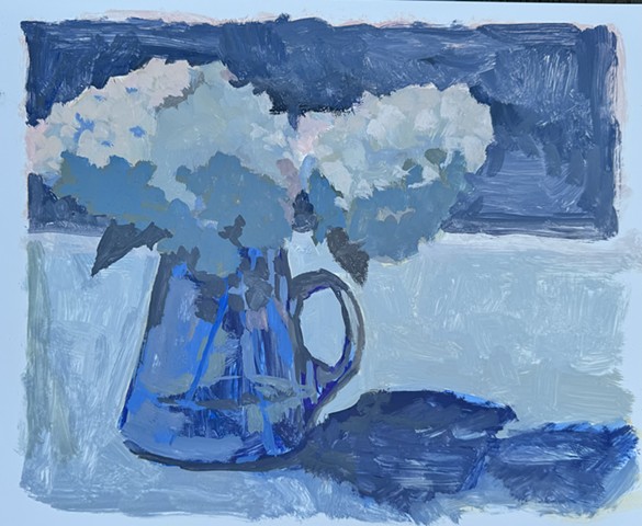 Hydrangeas in Blue Vase