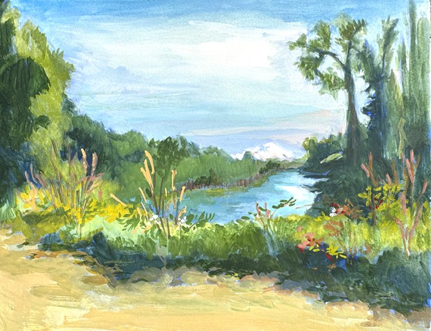 View of Mt Baker  from Lowell Riverfront 