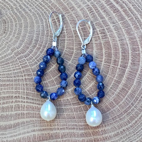 lapis and pearl earrings