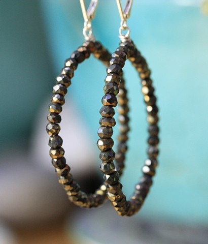 pyrite hoop earrings
