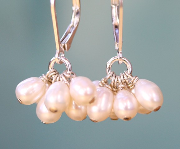 Fresh water pearl cluster earrings
