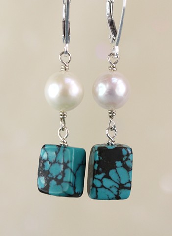 pearl and turquoise earrings