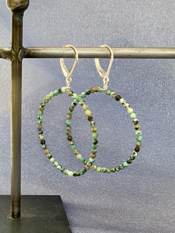 Peruvian opal heishi hoop earrings