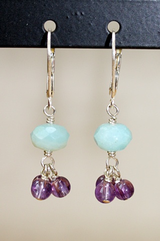 Amethyst and amazonite earrings
