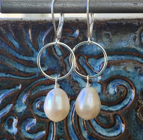 pearls and silver earrings