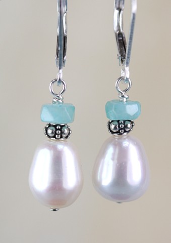 pearl and Peruvian opal drop earring