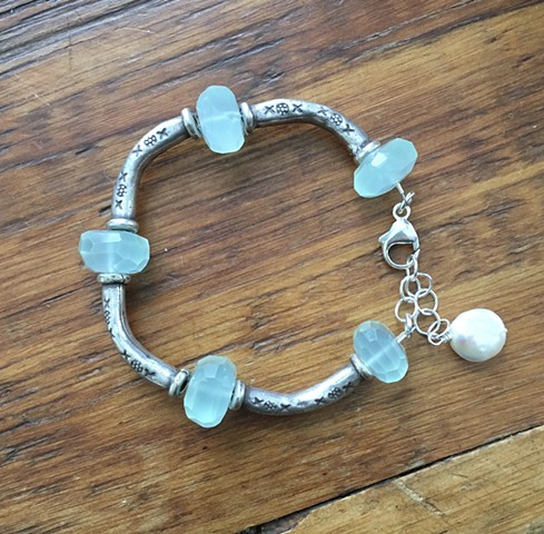 chacedony and silver bracelet
