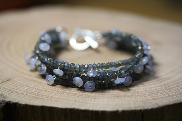 labradorite 5-strand with blue lace agate bracelet
