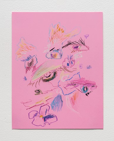 mel Cook drawing, contemporary drawing, eyes, witch, violet monks