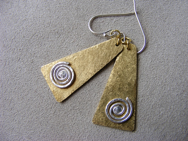 shield, linen finish, sterling spiral accent