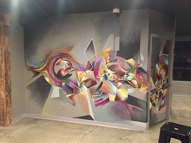 Moonraker mural artist graffiti douglas Kleinsmith barrel room abstract art