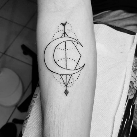 Geometric moon tattoo