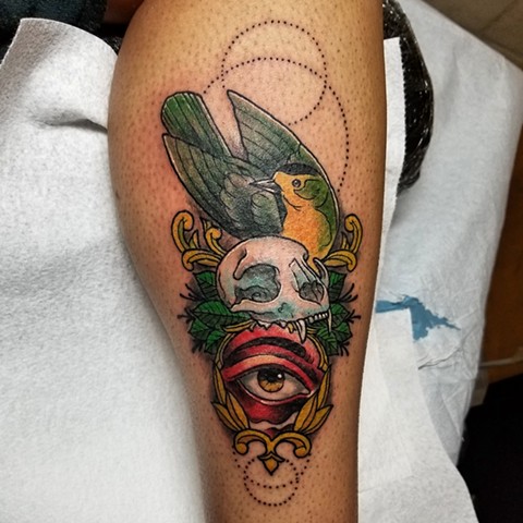Eye and Bird tattoo